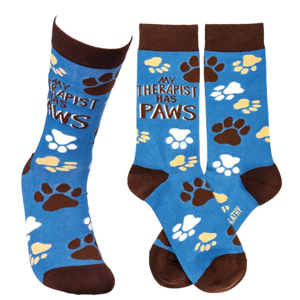 5/$20 My Therapist has paws socks